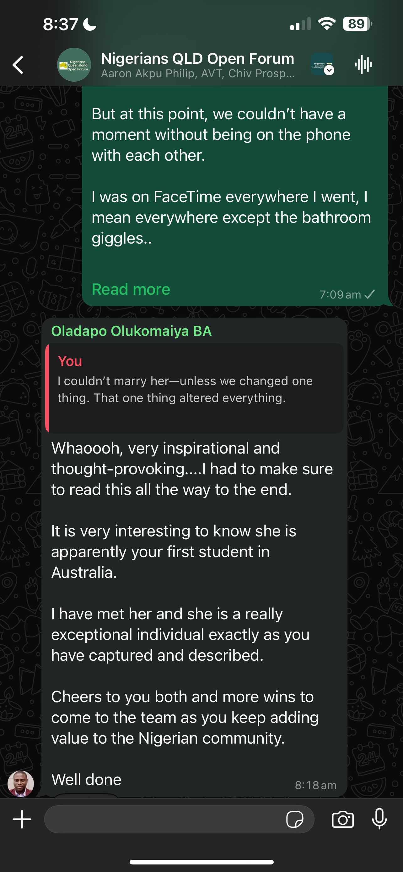 WhatsApp community reactions to Migratetify story